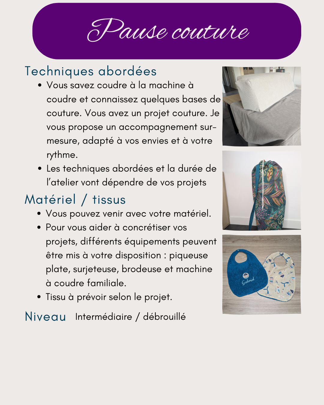 Atelier couture adulte