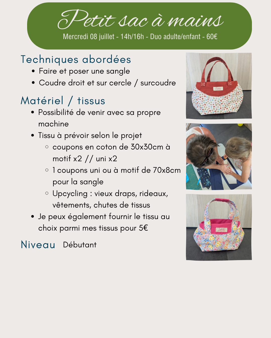 Atelier couture adulte