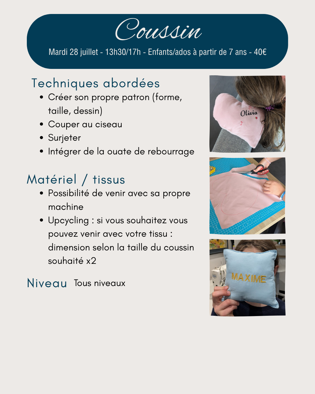 Atelier couture enfant