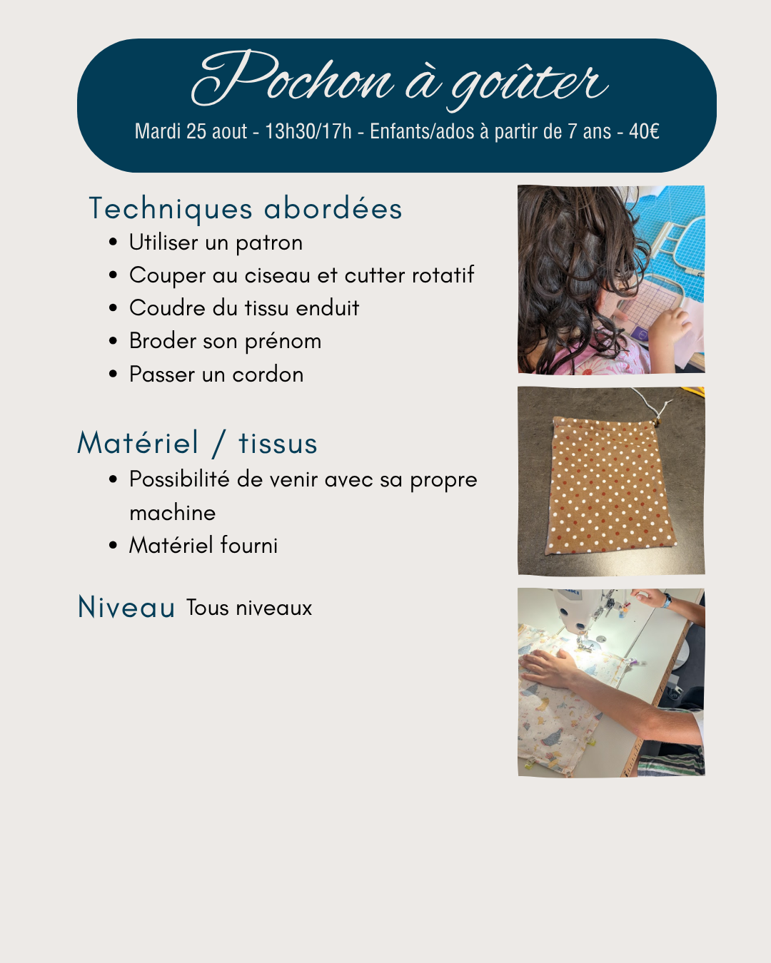 Atelier couture enfant