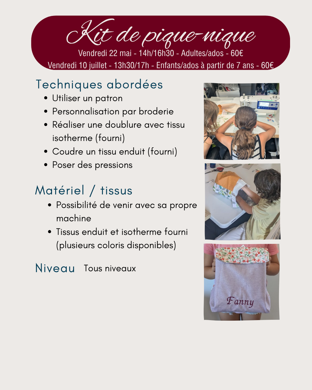 Atelier couture enfant