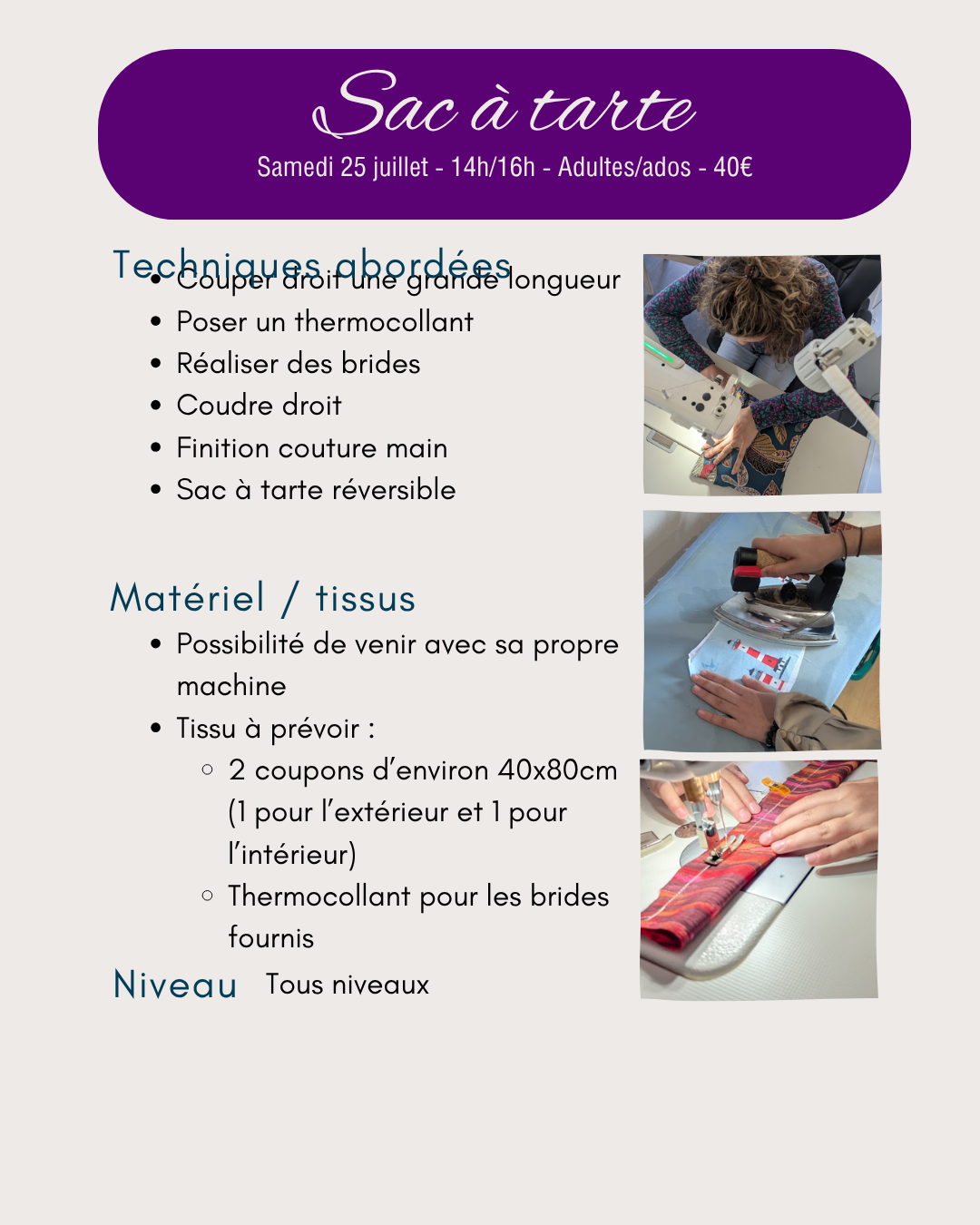 Atelier couture adulte